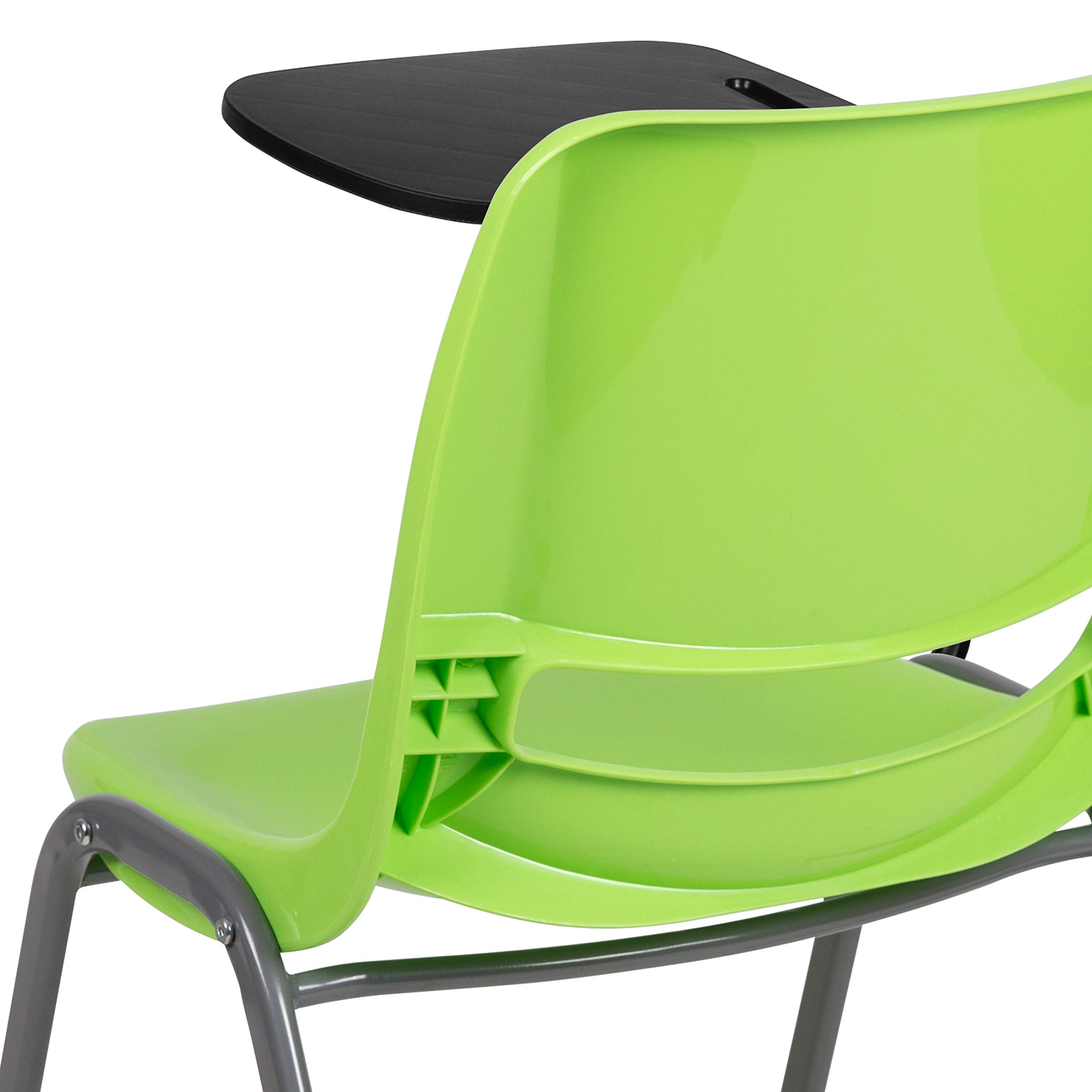 EMMA + OLIVER Green Ergonomic Shell Chair with Right-Handed Flip-Up Tablet Arm - Comfortable Office Desk Chair for Home & Work - Perfect for Conference Rooms, Study Areas & Small Spaces