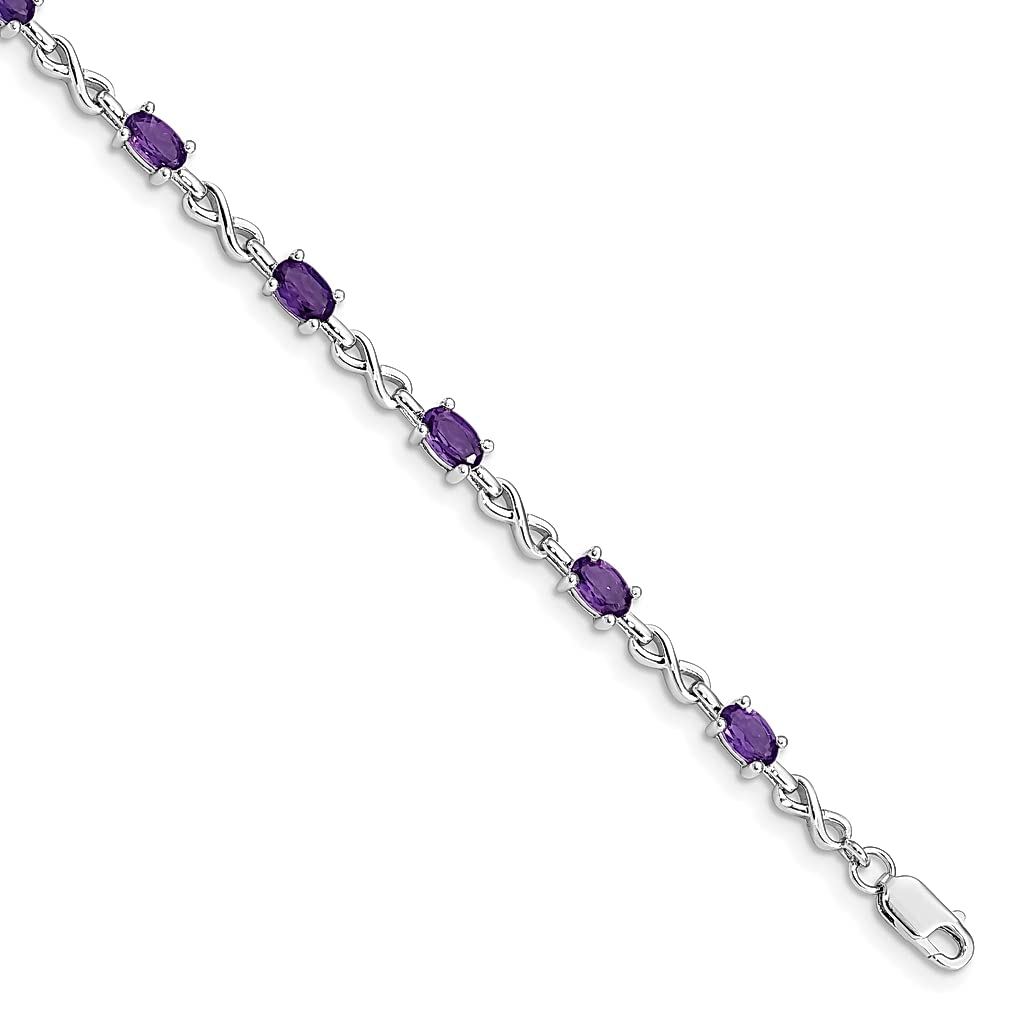 925 Sterling Silver Purple Amethyst Bracelet - 7 Inch Infinity Gemstone Jewelry for Women | Elegant Gift for Her | Perfect for Birthdays, Anniversaries & Special Occasions