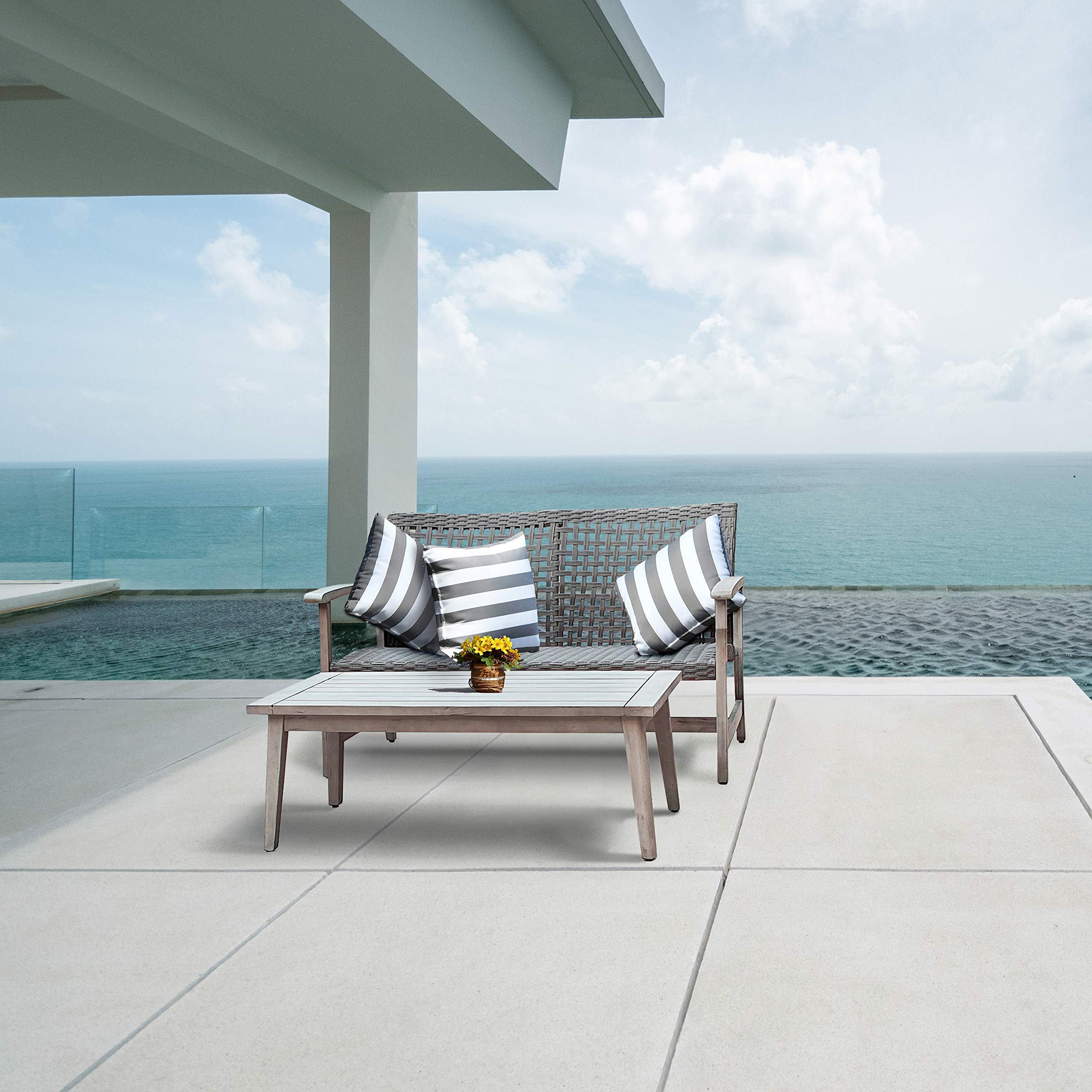 DUKAP Monterosso 2-Piece Patio Sofa Set with Table - Weather-Resistant Outdoor Conversation Seating for Porch, Garden & Backyard - Light Grey Comfortable Furniture for Relaxing & Entertaining