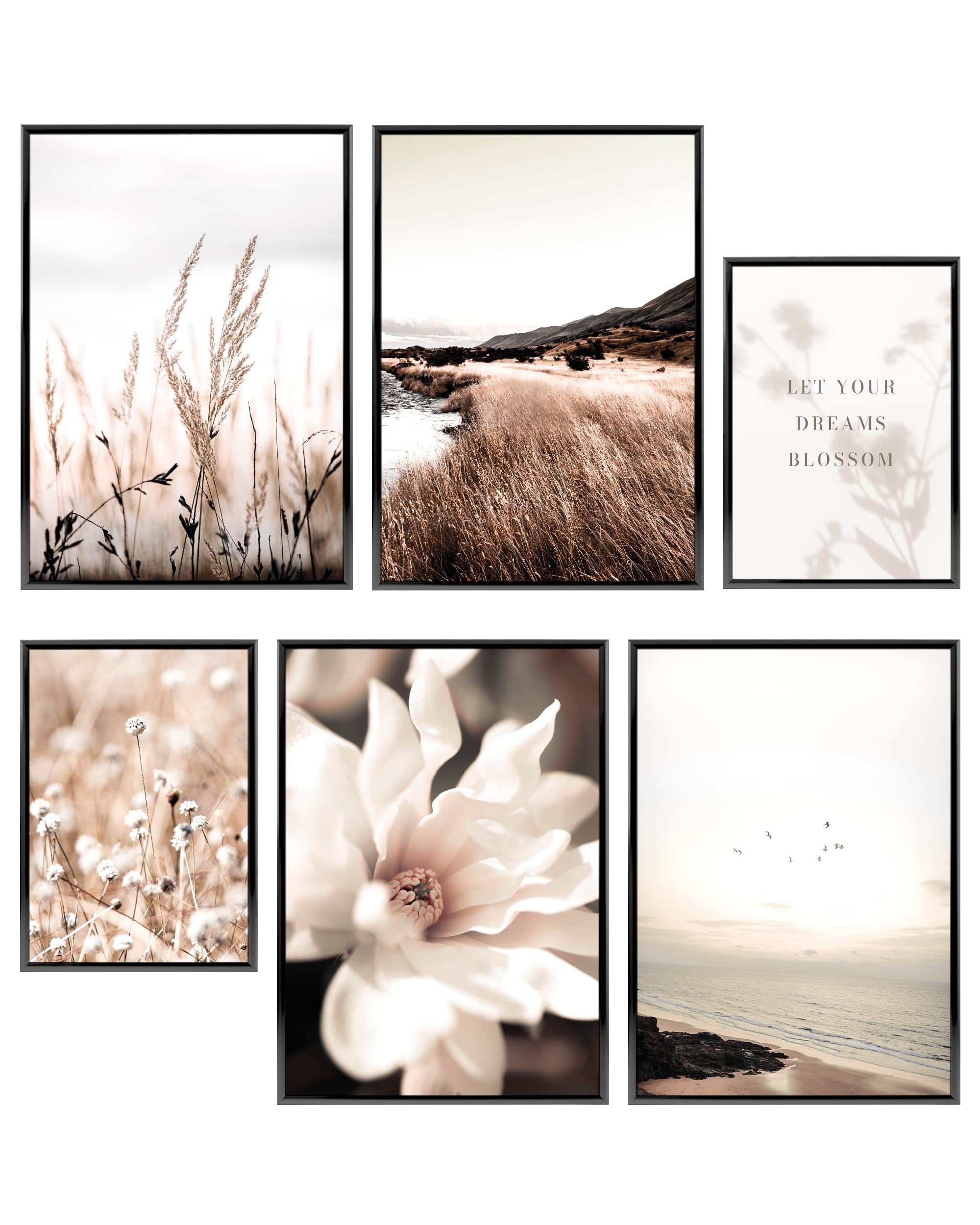 Boho Beach Wall Art Prints - Scandinavian Minimalist Decor for Bedroom & Living Room - 11x17 & 8x10 Unframed Landscape Posters - Perfect for Coastal, Vacation Home or Zen Interior Design