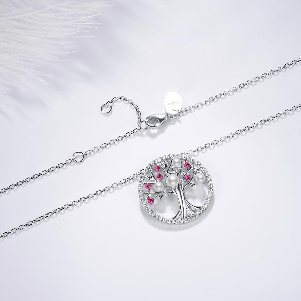 Tree of Life Necklace for Women - 925 Sterling Silver Birthstone Jewelry with Aquamarine & More | Perfect Birthday Gift for Wife, Mom, Sister | March & April Birthstone Jewelry for Everyday Wear & Special Occasions