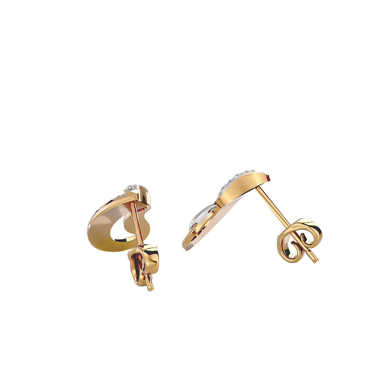 18K Gold Stud Earrings with Natural Round Diamond (0.03 ct) - White/Yellow/Rose Gold Wedding Jewelry for Women - Perfect for Bridal, Anniversary & Special Occasion Gifts