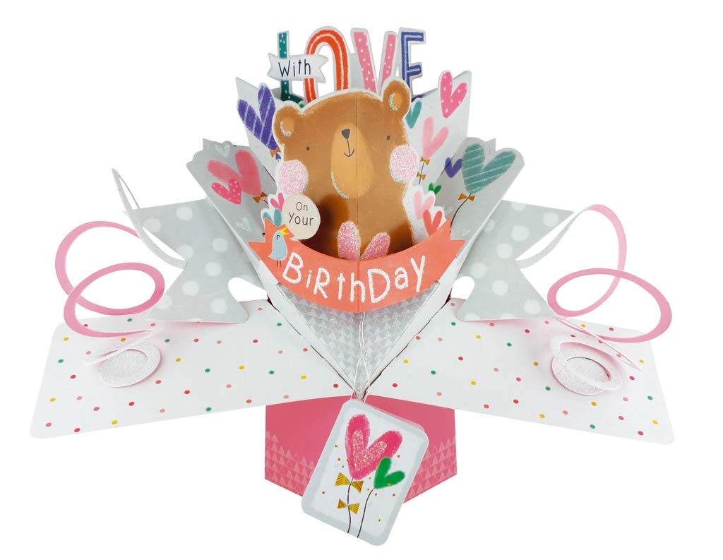 Second Nature Birthday Bear Pop Up Greeting Card - Fun 3D Surprise Card for Birthdays, Anniversaries & Special Occasions (Model POP183) | Perfect Gift for Kids, Friends & Family Celebrations