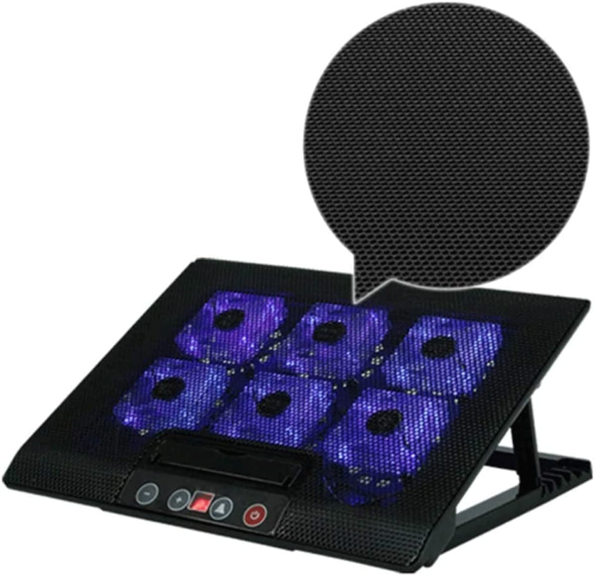 6-Fan USB Laptop Cooling Pad with Adjustable Stand for 17-inch Notebooks | Blue | Perfect for Gaming, Office Work & Overheating Prevention
