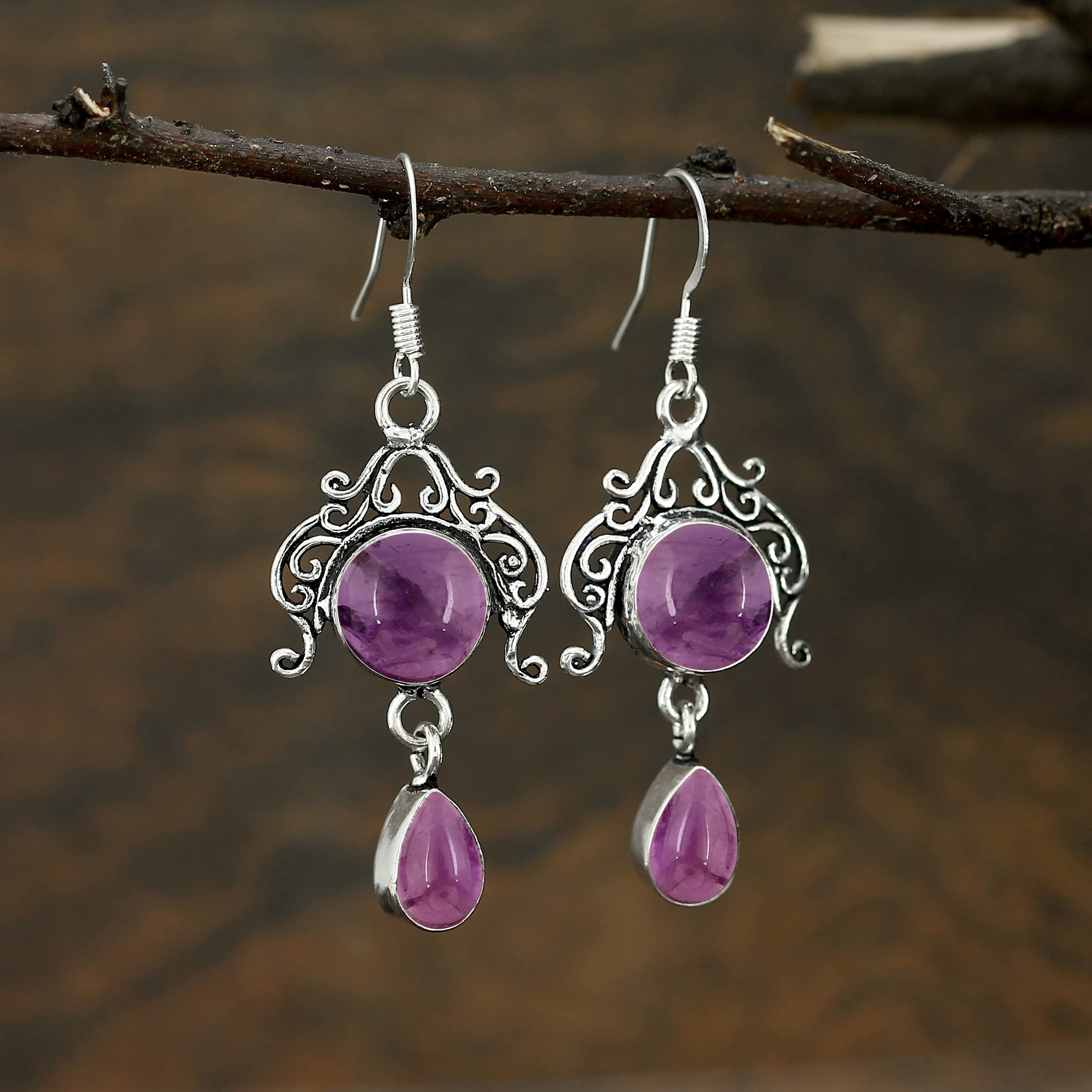 Natural Moonstone Lapis Malachite Earrings - 925 Silver Overlay Handmade Dangle Earrings for Women | Boho Chic Jewelry for Parties, Weddings & Everyday Wear