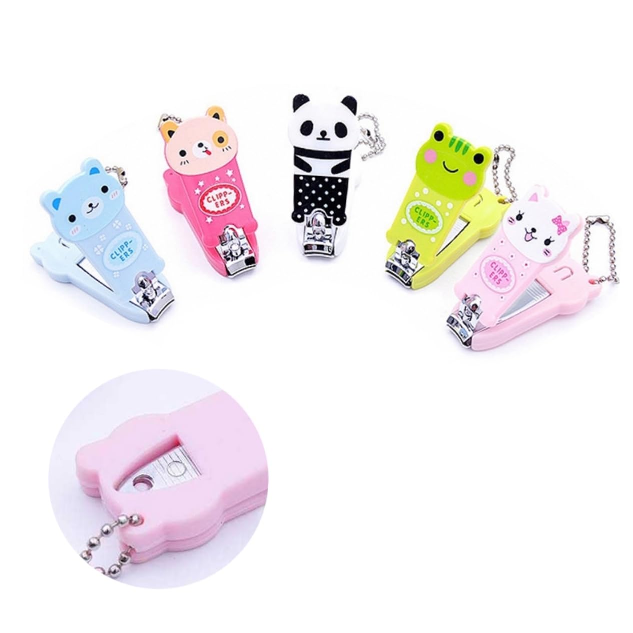 FRCOLOR Small Manicure Tools - Cute Cartoon Animal Nail Clippers & Scissors Set for Precise Nail Trimming | Portable Nail Care Kit for Travel, Home, and Salon Use