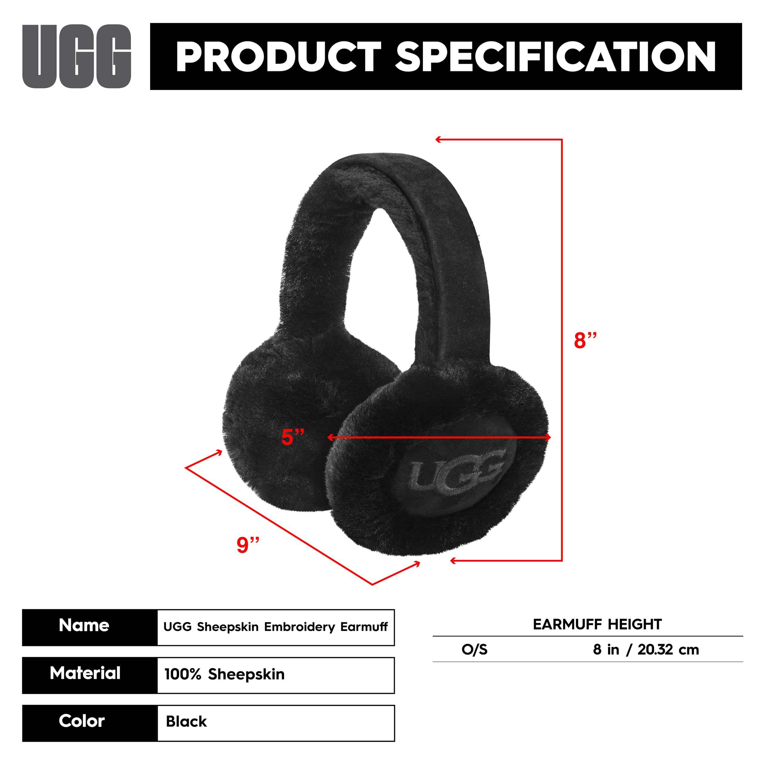 UGG Women's Water Resistant Sheepskin Earmuffs with Embroidered Logo - Winter Warm Fleece Ear Warmers for Cold Weather & Outdoor Activities