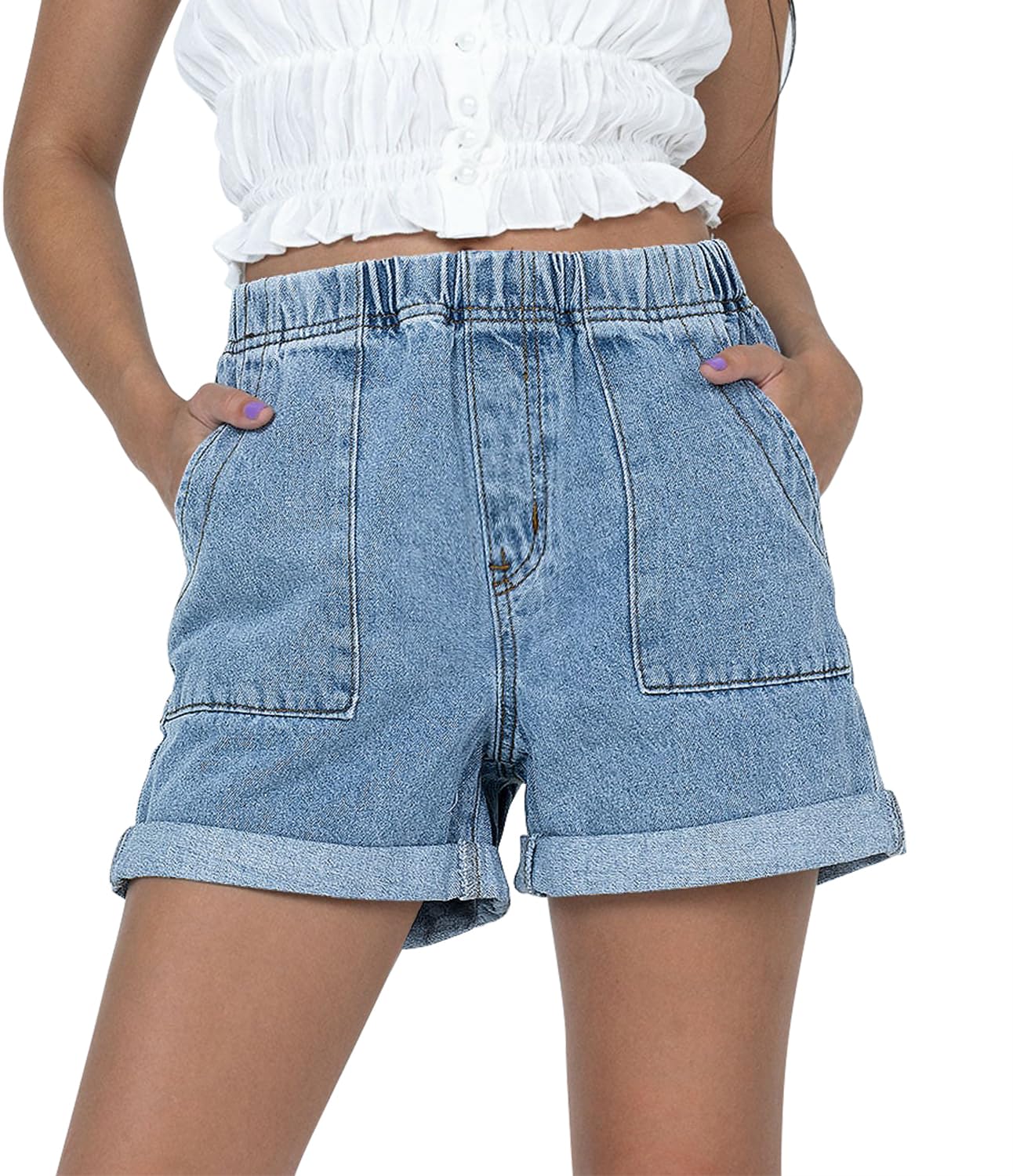 2025 Women's Stretchy Denim Jean Shorts - Casual Summer Shorts for Women | Perfect for Beach, Vacation & Outdoor Activities