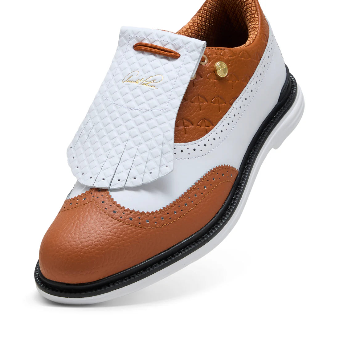 Puma X Arnold Palmer Royale Sneakers - White & Leather Brown Men's Golf Shoes for Comfort & Style on the Course