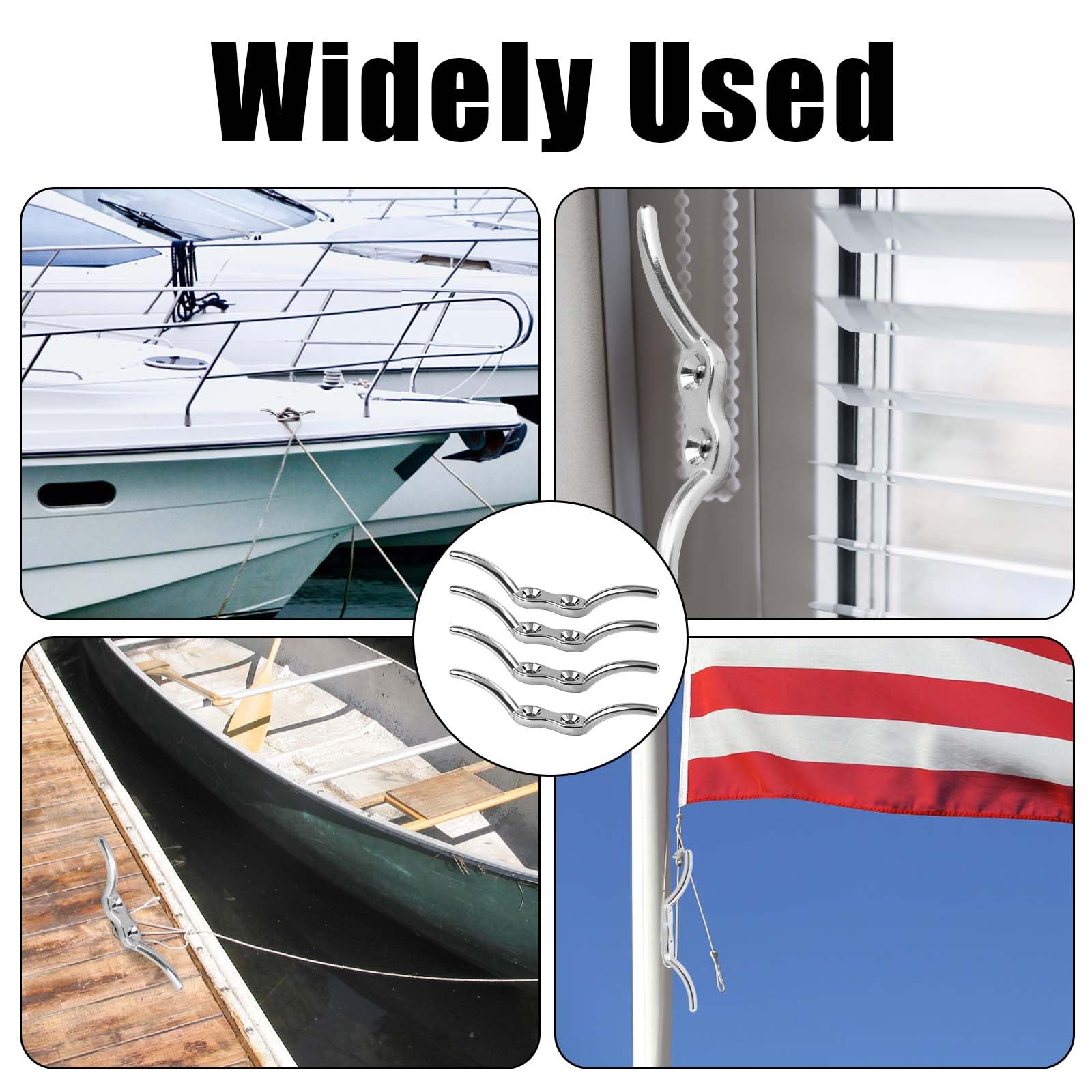 316 Stainless Steel Boat Tie Down Cleats - 4.41 Inch Heavy Duty Marine Deck Hardware for Kayak, Dock & Watercraft - Secure Anchor Rope for Boating, Sailing & Water Sports Accessories