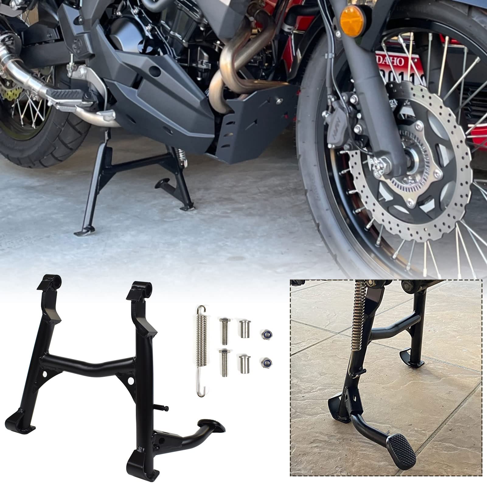 Black Motorcycle Center Stand Kickstand - Heavy Duty Parking Support Stand for Kawasaki Versys X300 (2017-2024) | Durable Foot Stand for Secure Parking & Maintenance | Perfect for Garage Storage, Road Trips & Off-Road Adventures