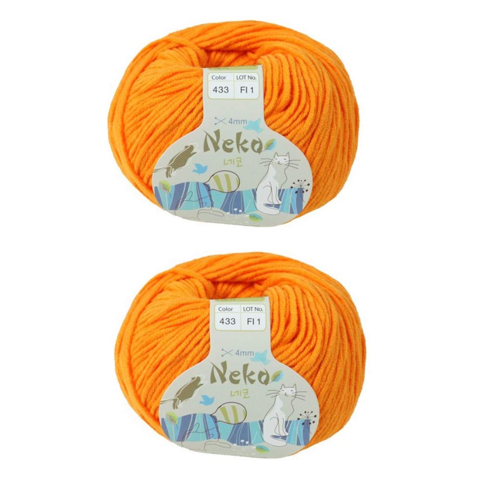 Premium Neko Cotton Knitting Yarn Set - 2 Pack Soft Tangerine Orange Crochet Thread for Needlecraft, DIY Projects | Perfect for Scarves, Blankets & Baby Clothes Making