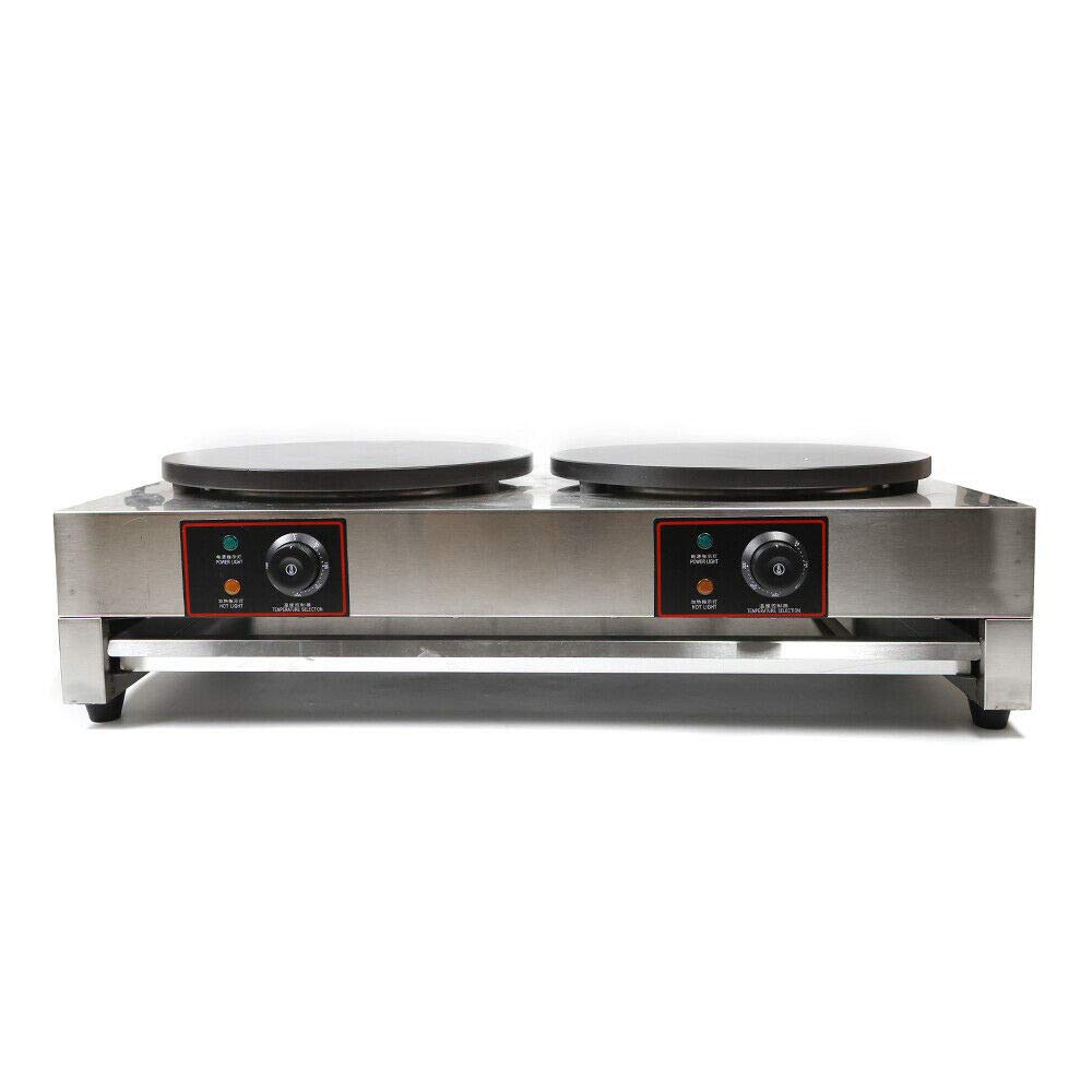 Double Electric Crepe Maker Machine - Non-Stick 110V Pancake Griddle, 3KW+3KW Commercial Grade for Restaurants & Catering | Perfect for Breakfast Cafes, Food Trucks & Home Brunch Cooking