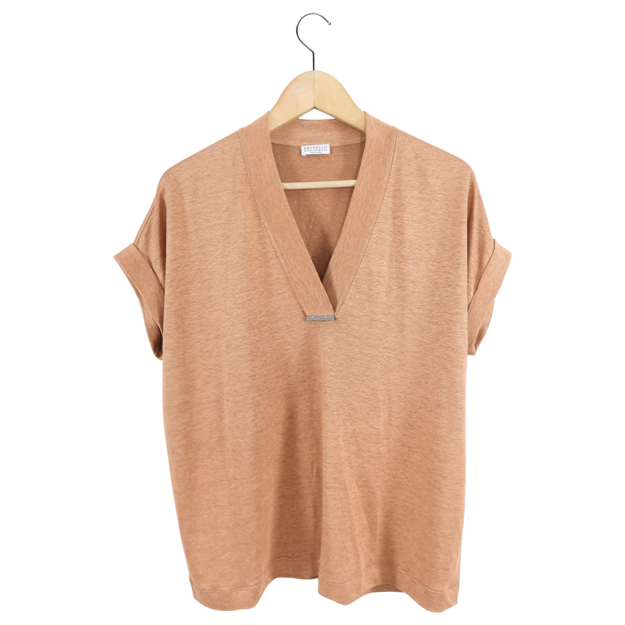 Brunello Cucinelli Rust Orange Linen T-Shirt for Men - Soft Breathable Short Sleeve Tee - Perfect for Summer Casual Wear & Beach Outings