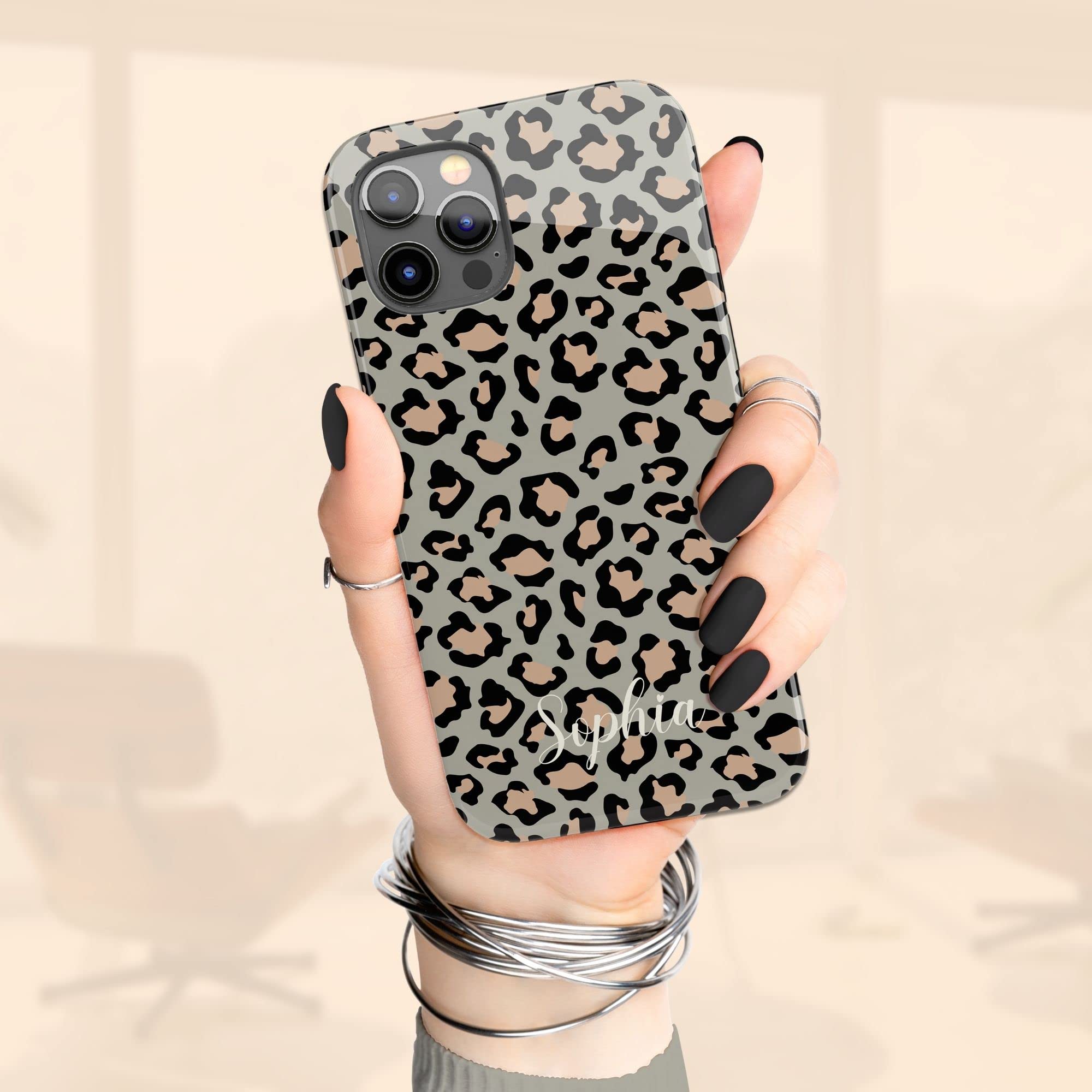 Custom Leopard Print Phone Case - Personalized Name Engraved iPhone 16 Plus/15 Pro Max/14/13 Mini/12/11/X/XS Max/XR/7/8 Plus - Stylish Animal Print Protective Cover for Everyday Use & Fashion Statement