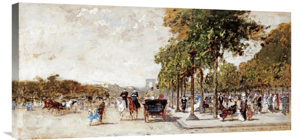 Luigi Loir Les Champs Elysees Paris Canvas Wall Art Print - Gallery Wrapped Giclee Reproduction - Elegant French Landscape Painting for Living Room, Bedroom & Office Decor