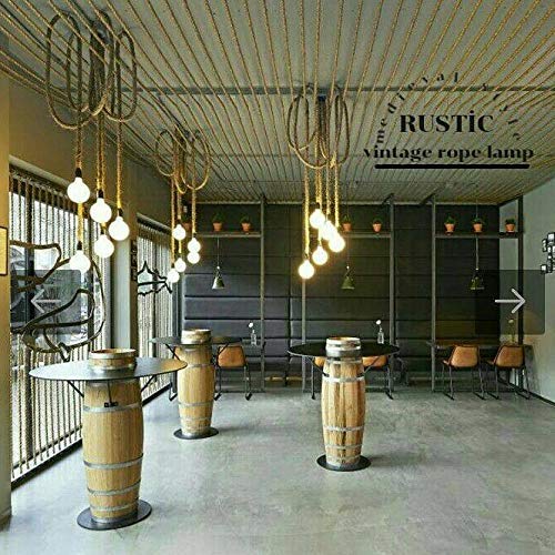 Rustic Rope Pendant Light - American Style Ceiling Chandelier with Customizable Rope Design | Vintage Medieval Inspired Lighting for Farmhouse, Cabin & Loft Decor