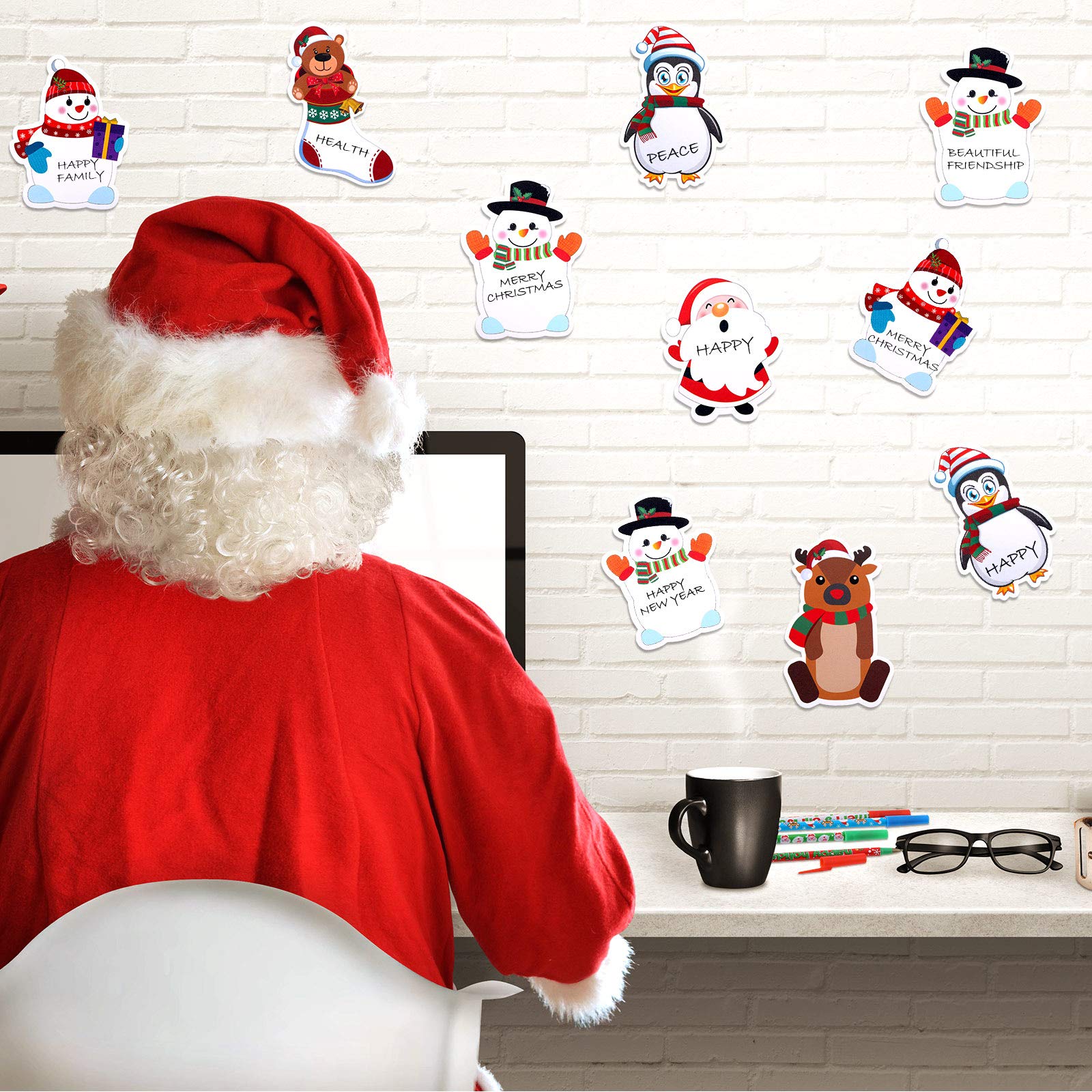 Outus 18-Piece Christmas Notepad Set - Festive Snowman Design Sticky Notes with 24 Ballpoint Pens for Office, School, Home & Holiday Planning | Self-Stick Memo Pads for Work, Study & Gift Giving