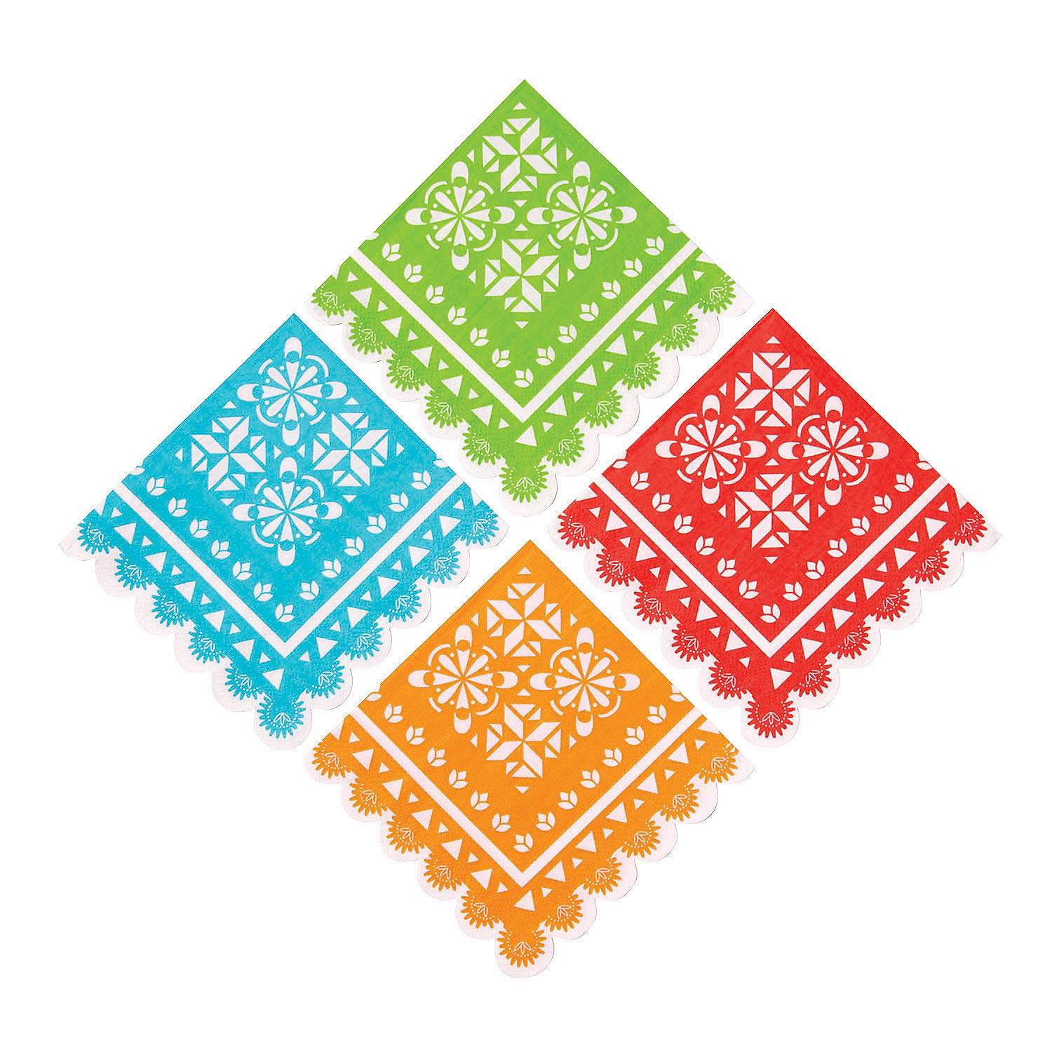 Fun Express Let's Fiesta Banner Shaped Beverage Napkins - 16-Piece Party Decorations for VBS, Vacation Bible School, and Mexican Themed Celebrations - Perfect for Cinco de Mayo, Birthday Parties, and Festive Gatherings