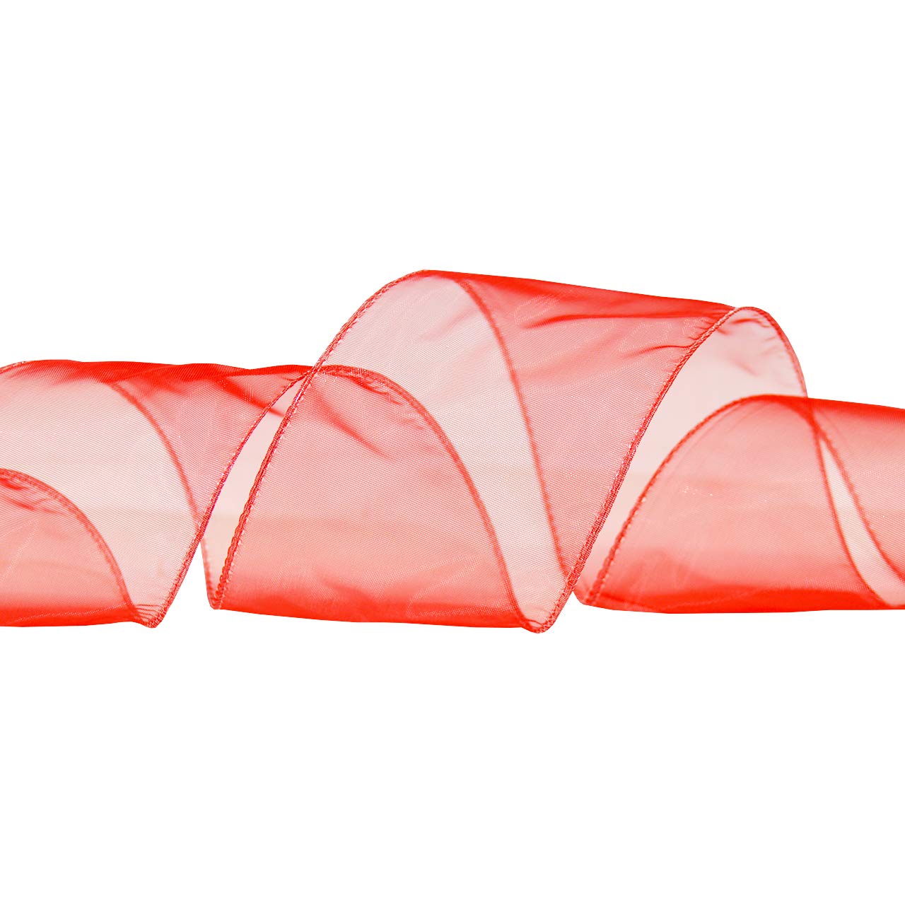 Morex 2.5-Inch Wired Chiffon Ribbon - 20 Yards Spool (Red) - Perfect for Gift Wrapping, Wedding Decorations, DIY Crafts and Hair Bows
