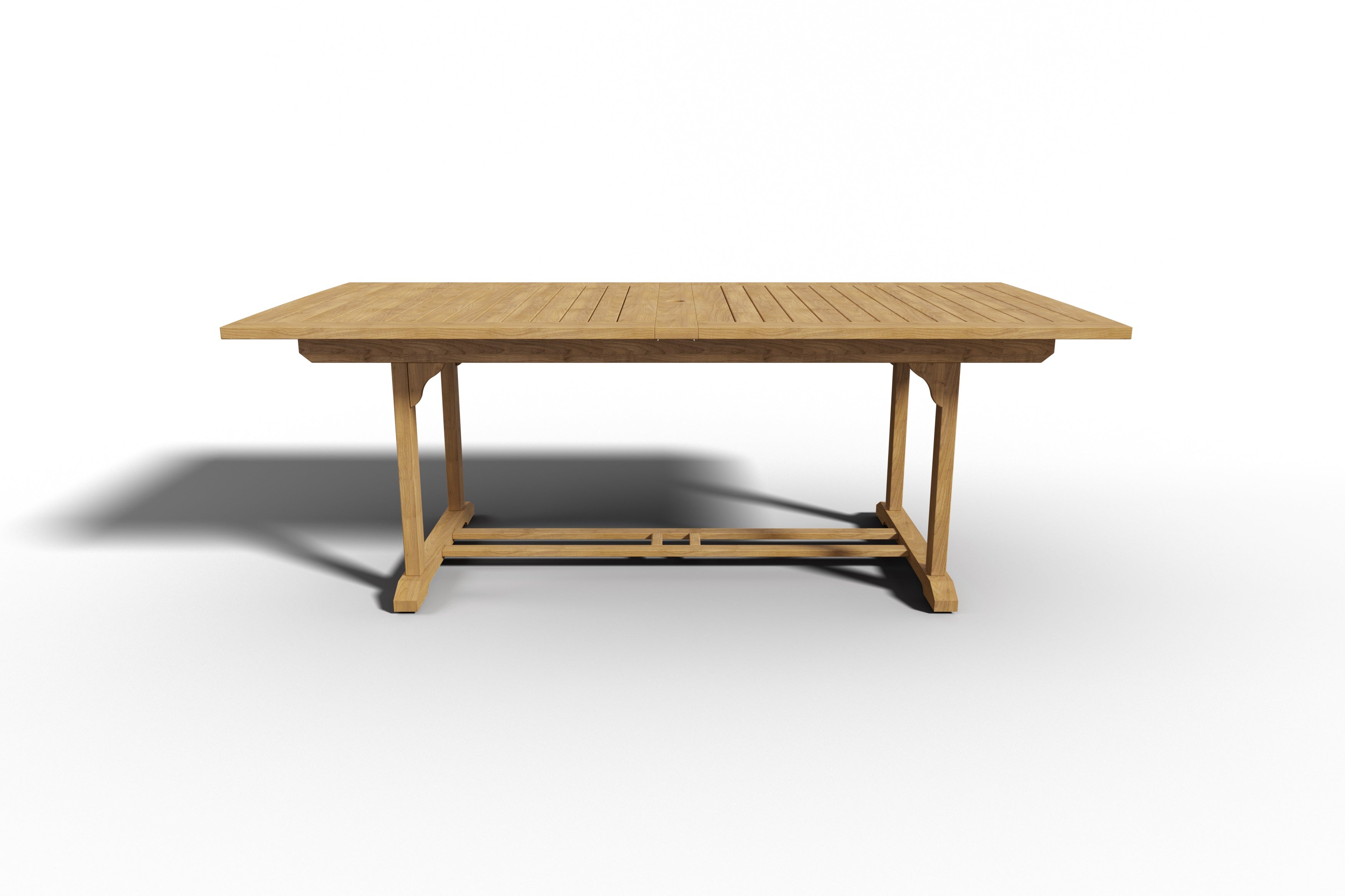 Premium Teak Outdoor Dining Table with Double Extensions & Umbrella Hole | Weather-Resistant Rectangular Patio Table for Garden, Deck & Backyard Dining