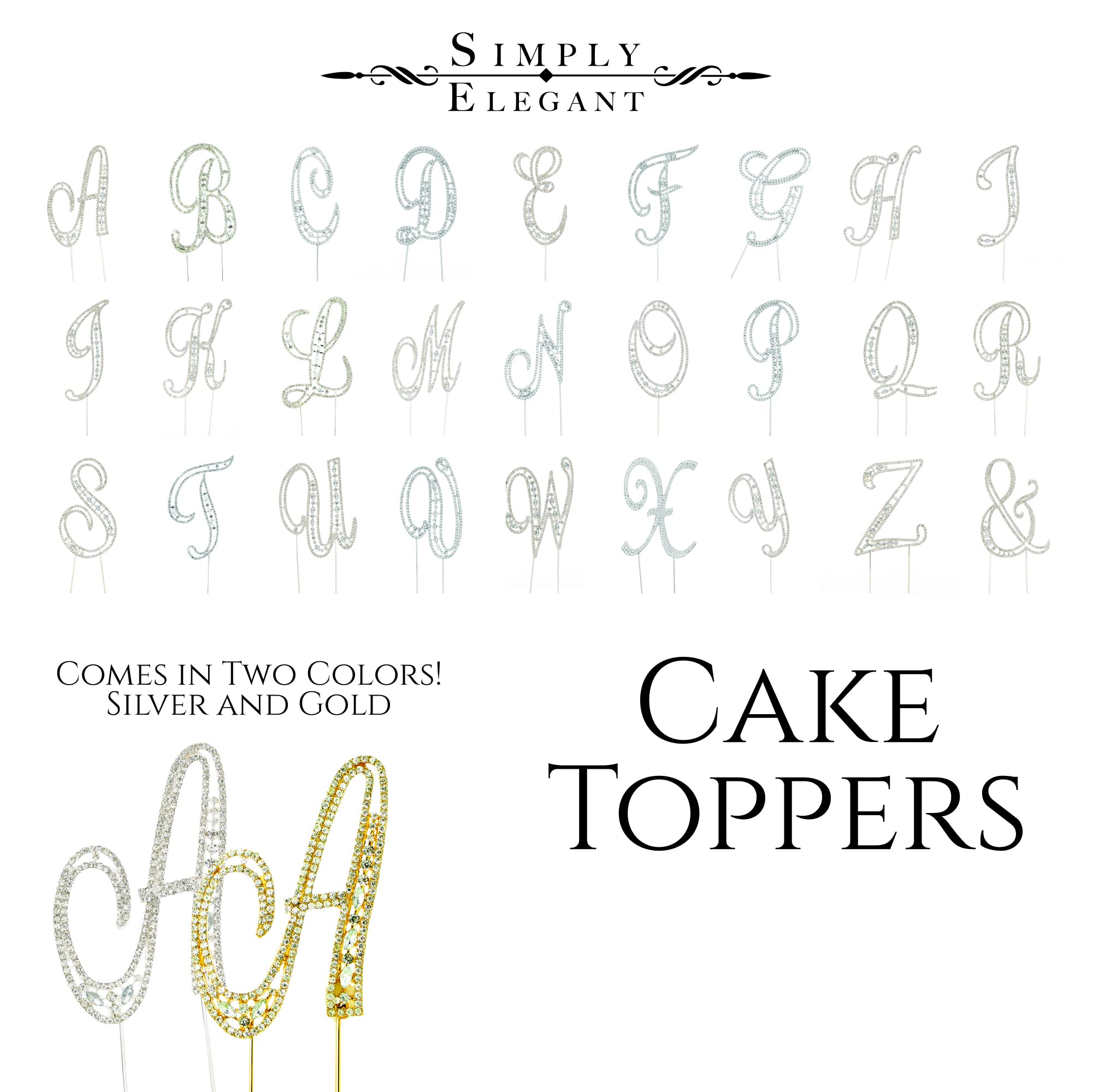 Sparkly Rhinestones Gold Cake Topper - Elegant Wedding, Birthday, Gender Reveal & Anniversary Cake Decorations with Symbols & Numbers | Perfect for Special Occasion Cakes, Cupcakes & Dessert Displays