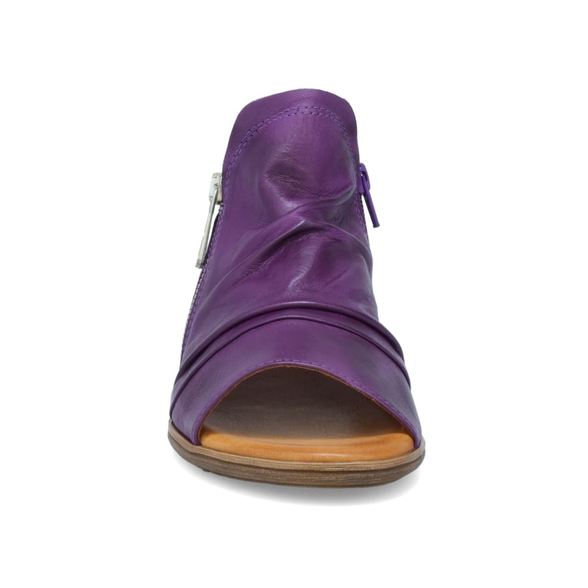 Miz Mooz Dylan Leather Sandals for Women - Peep Toe Boho Sandals with Side Zipper Closure | Comfortable & Stylish for Summer, Beach, and Casual Outings