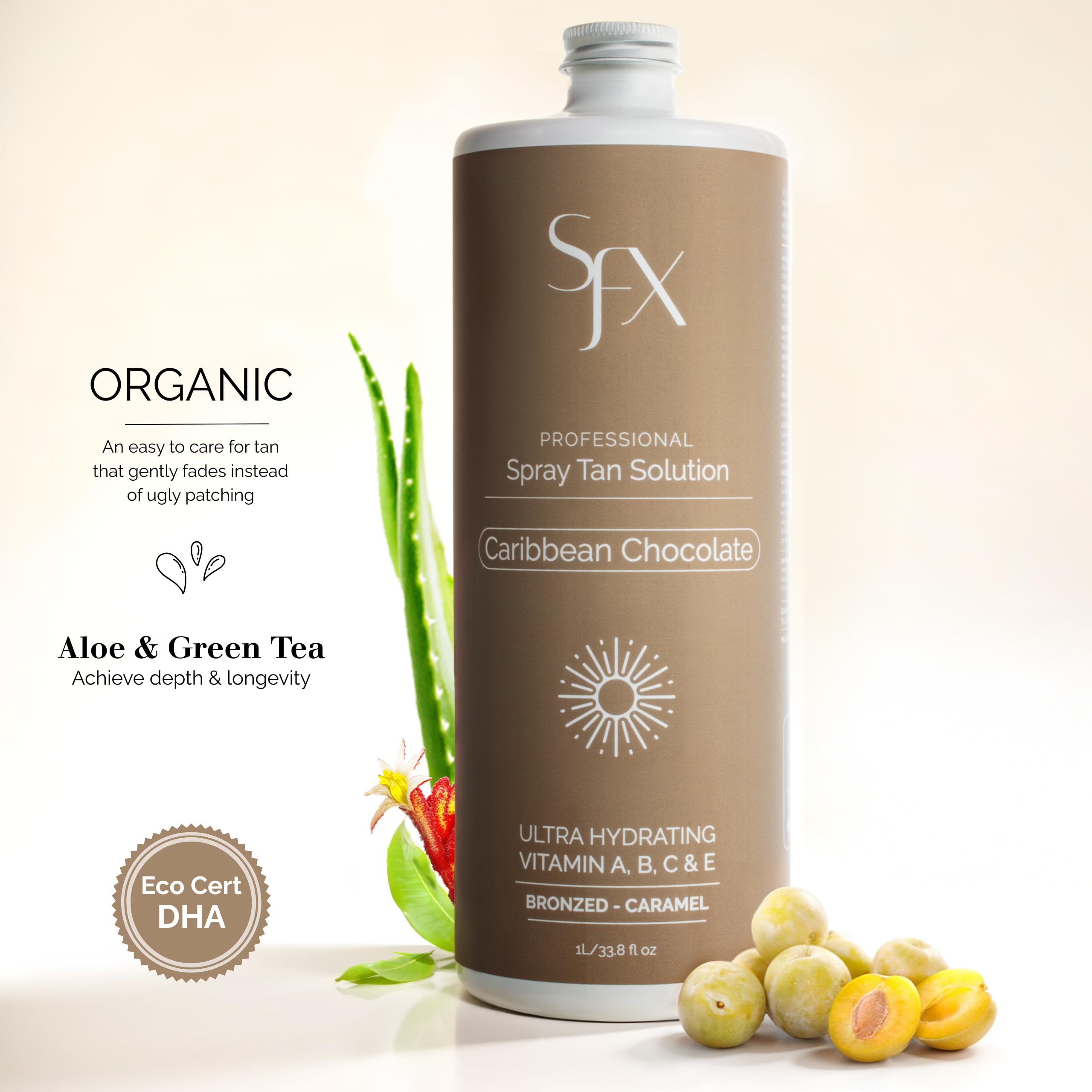 SunFX Violet Royal Spray Tan Solution Kit with Finishing Powder & Fan Brush - Natural Looking, Streak-Free Self Tanner for Sunless Tanning at Home or Salon
