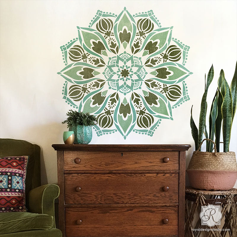 Bhakti Mandala Stencil - Premium Reusable Wall Art Stencil for DIY Home Decor, Yoga Studios & Meditation Spaces