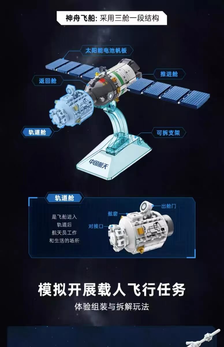 Keeppley K10213 Long March 2 Rocket & Shenzhou Spacecraft Model Building Set - STEM Educational Toy for Kids & Adults, Space Exploration Gift Idea