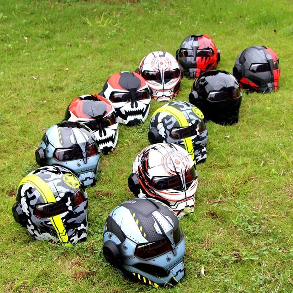 Motorcycle Helmet Full Face Predator Style - DOT Certified Matte Black Flip Open Helmet for Motorcycle, Scooter, Club Parties, Cosplay, and Outdoor Adventures
