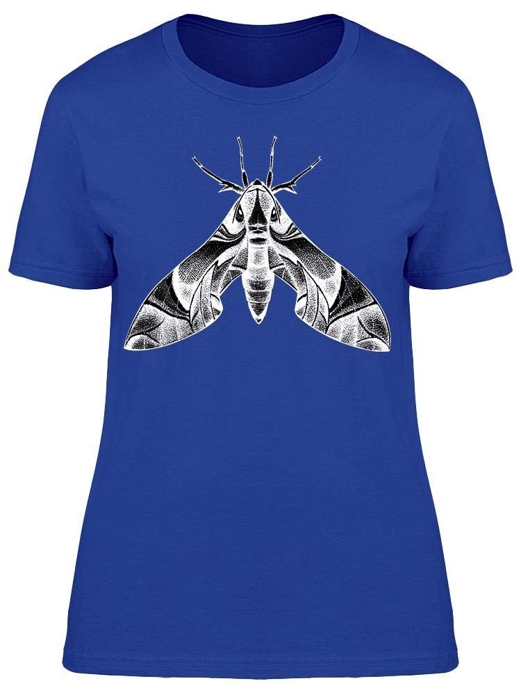 Hand-Painted Oleander Hawk Moth T-Shirt for Women - Soft Cotton Graphic Tee for Nature Lovers & Boho Fashion