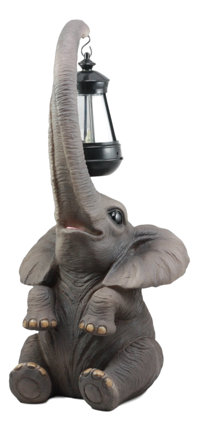 Ebros Solar LED Elephant Statue Lamp - Whimsical Safari Trunk Light for Home & Patio Decor | Perfect for Circus-Themed Parties, Garden Lighting & Animal Lover Gifts
