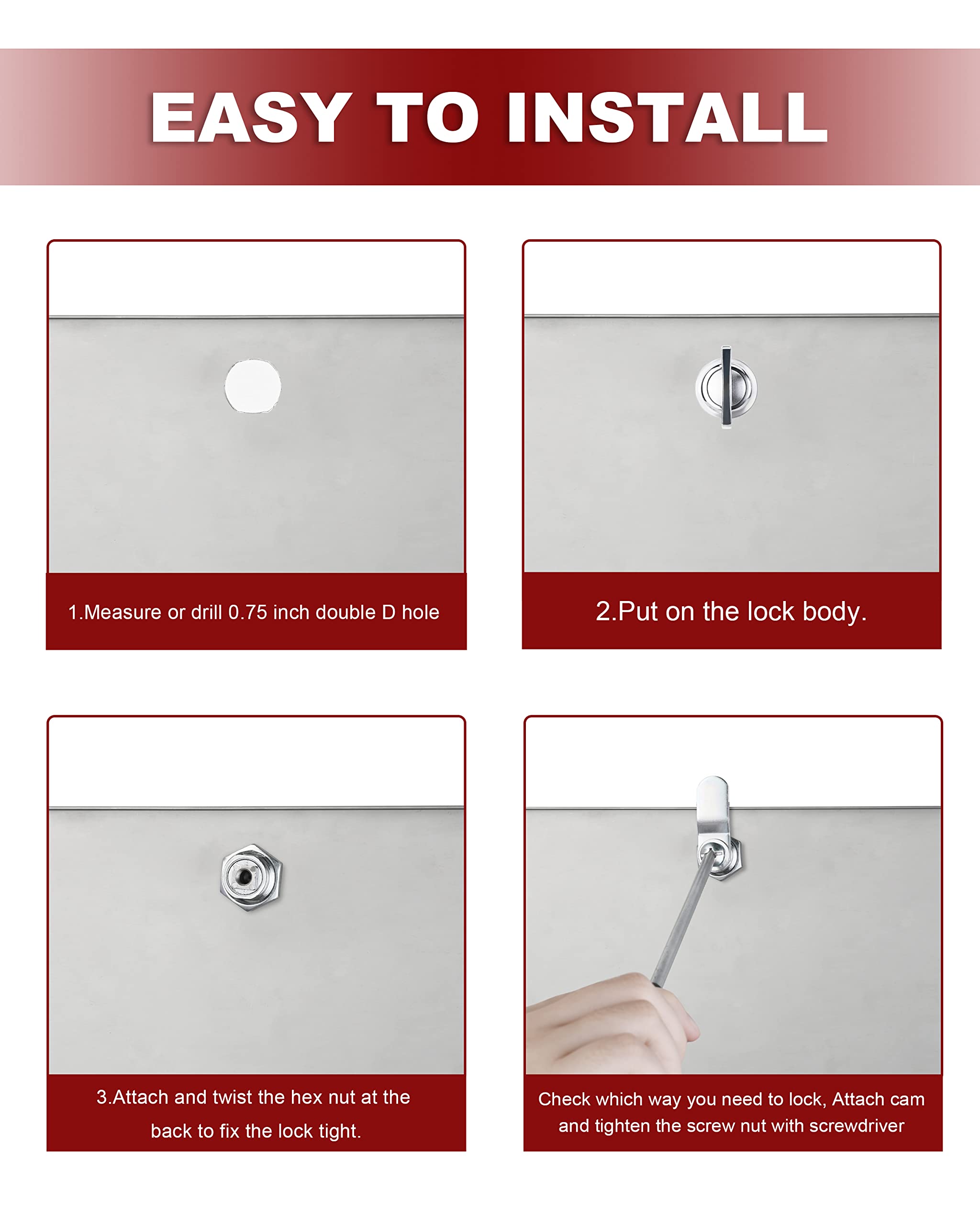 RV Thumb Cam Lock - Keyless Twist Operated for Boat & RV Storage, Outdoor Shower Latch (1-1/8 Inch, Pack of 10) - Secure Compartments, Baggage Doors & Marine Applications