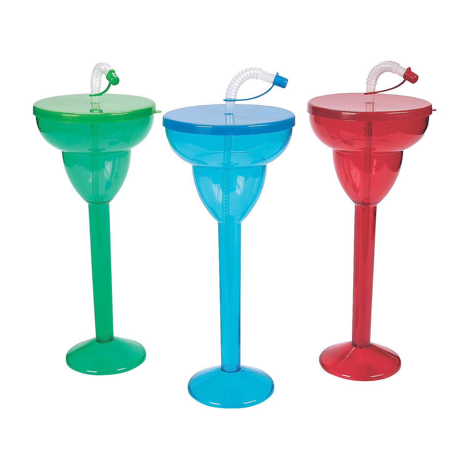 Fun Express Margarita Yard Glasses - 6-Piece Set for Outdoor Parties, BBQ & Summer Celebrations - Durable Plastic Party Cups for Cocktails & Drinks