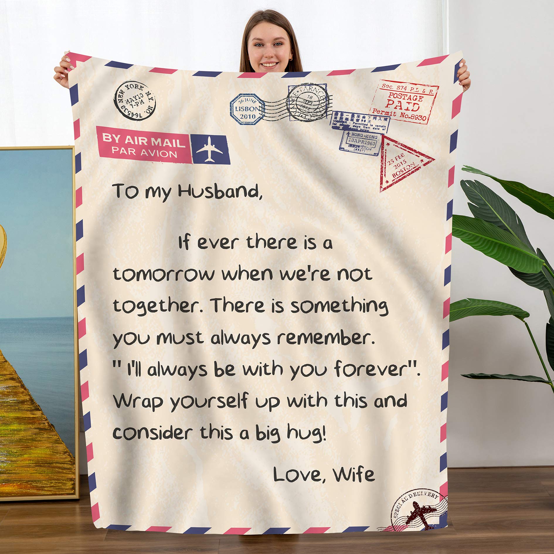 TURMTF Soft Fleece Blanket for Husband - Anniversary, Birthday, Christmas & Valentine's Day Gift Ideas from Wife - Cozy Throw Blanket for Couch, Bed & Romantic Nights