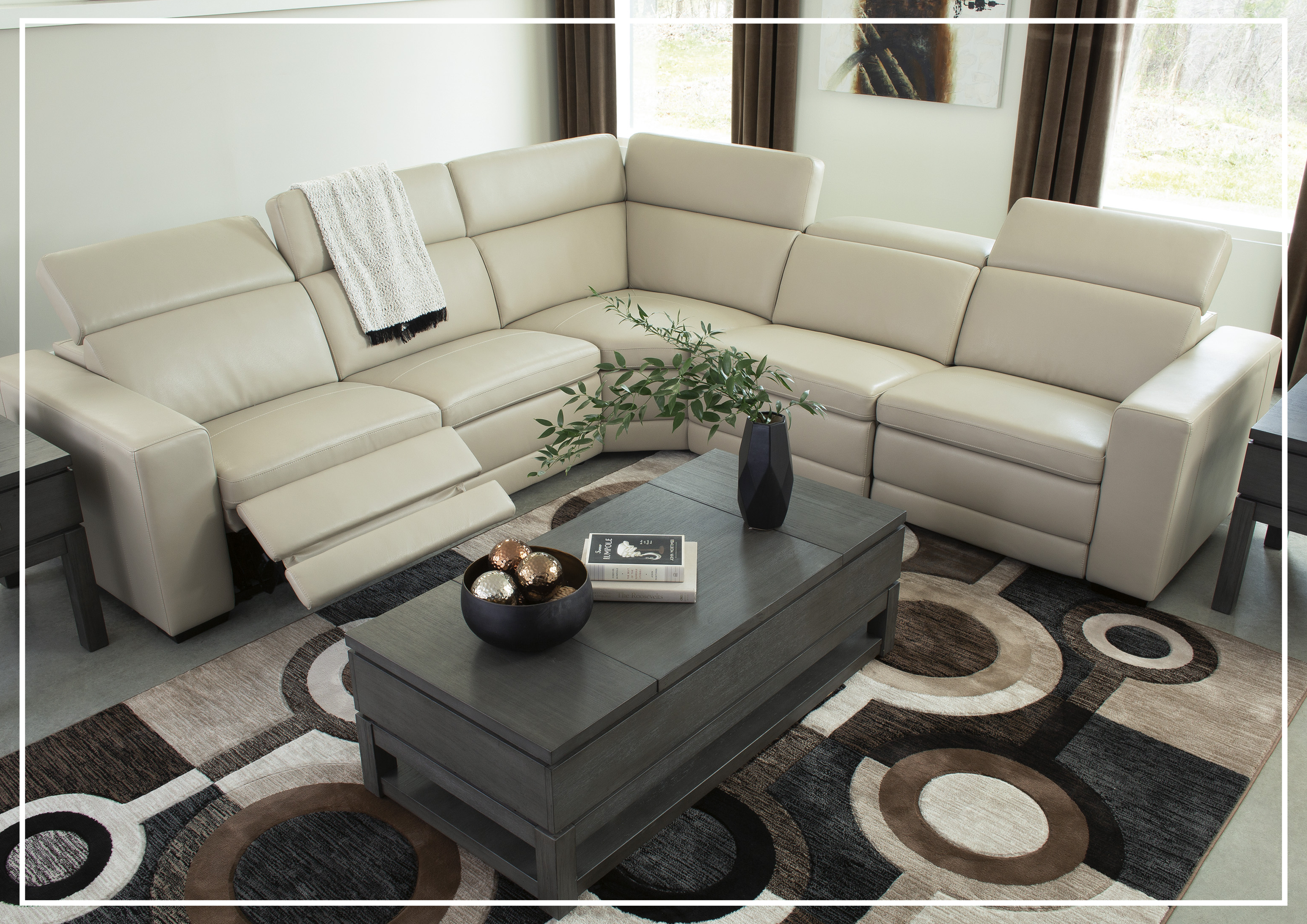 Gio Italia Titan 5-Seater Power Reclining Sectional Sofa - Modern L-Shaped Leather Living Room Couch with USB Charging Ports | Perfect for Family Movie Nights & Home Theater Lounging