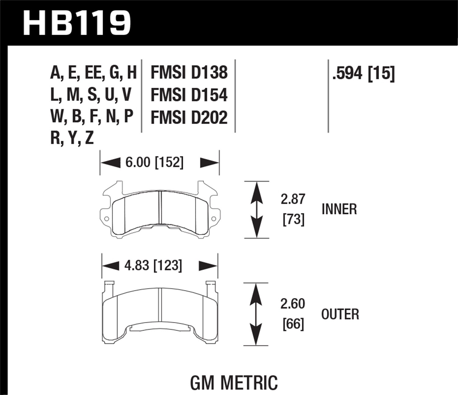 HB119M.594 High Performance Black Motorsport Brake Pads - Premium Friction Material for Racing, Track & Street Use - Perfect for Sports Cars, Drifting & High-Speed Driving