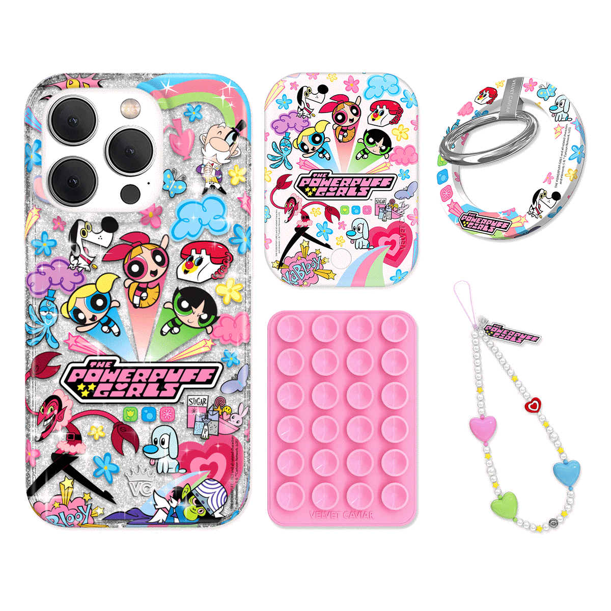 The Powerpuff Girls Girl Power iPhone Case Bundle Set with Grip - Cute Cartoon Character Phone Cover for Girls & Women - Perfect for School, Work, Travel & Everyday Use