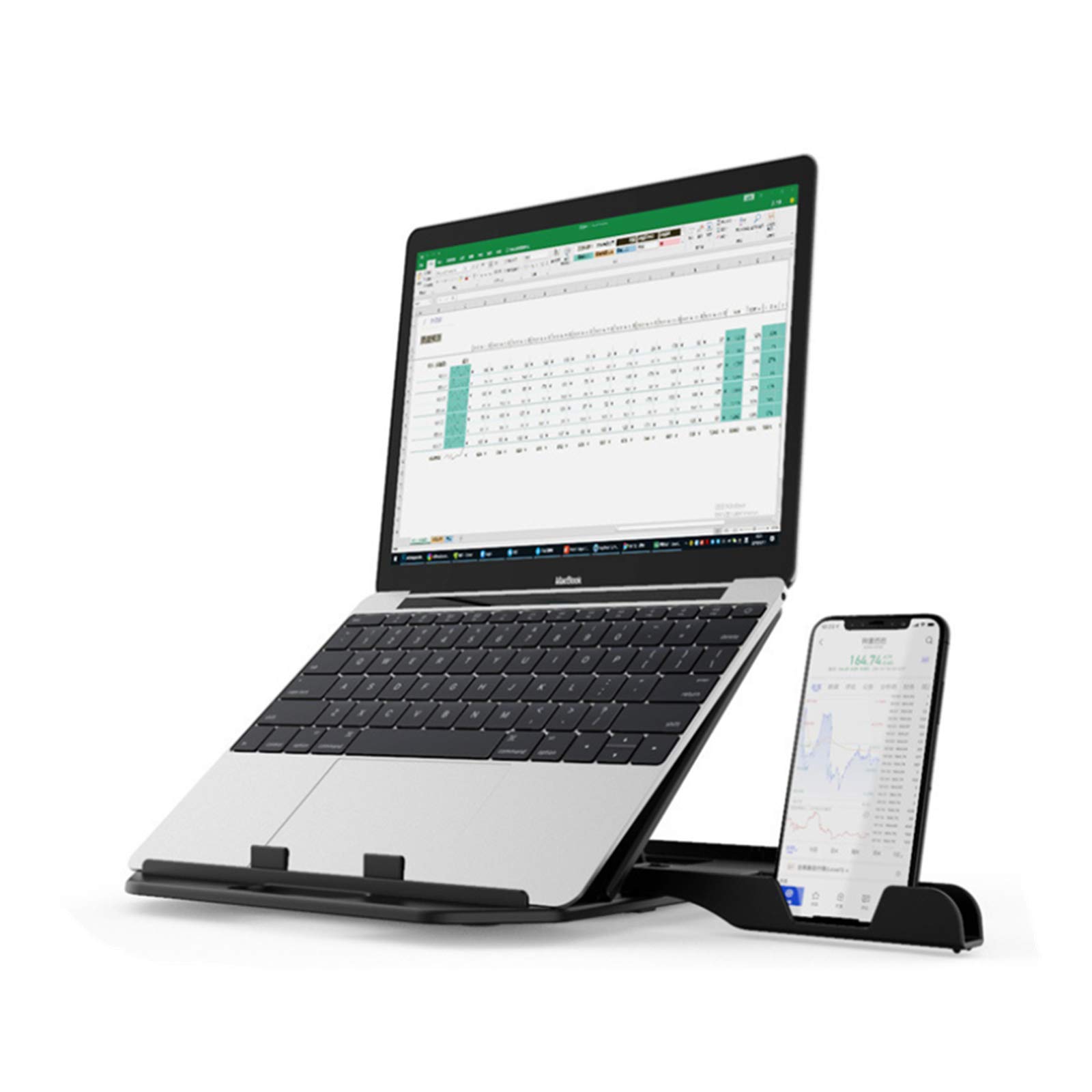 Snowtaros Adjustable Laptop Stand with Phone Holder, Ergonomic Foldable Laptop Riser for Office, Study, Home, and Travel