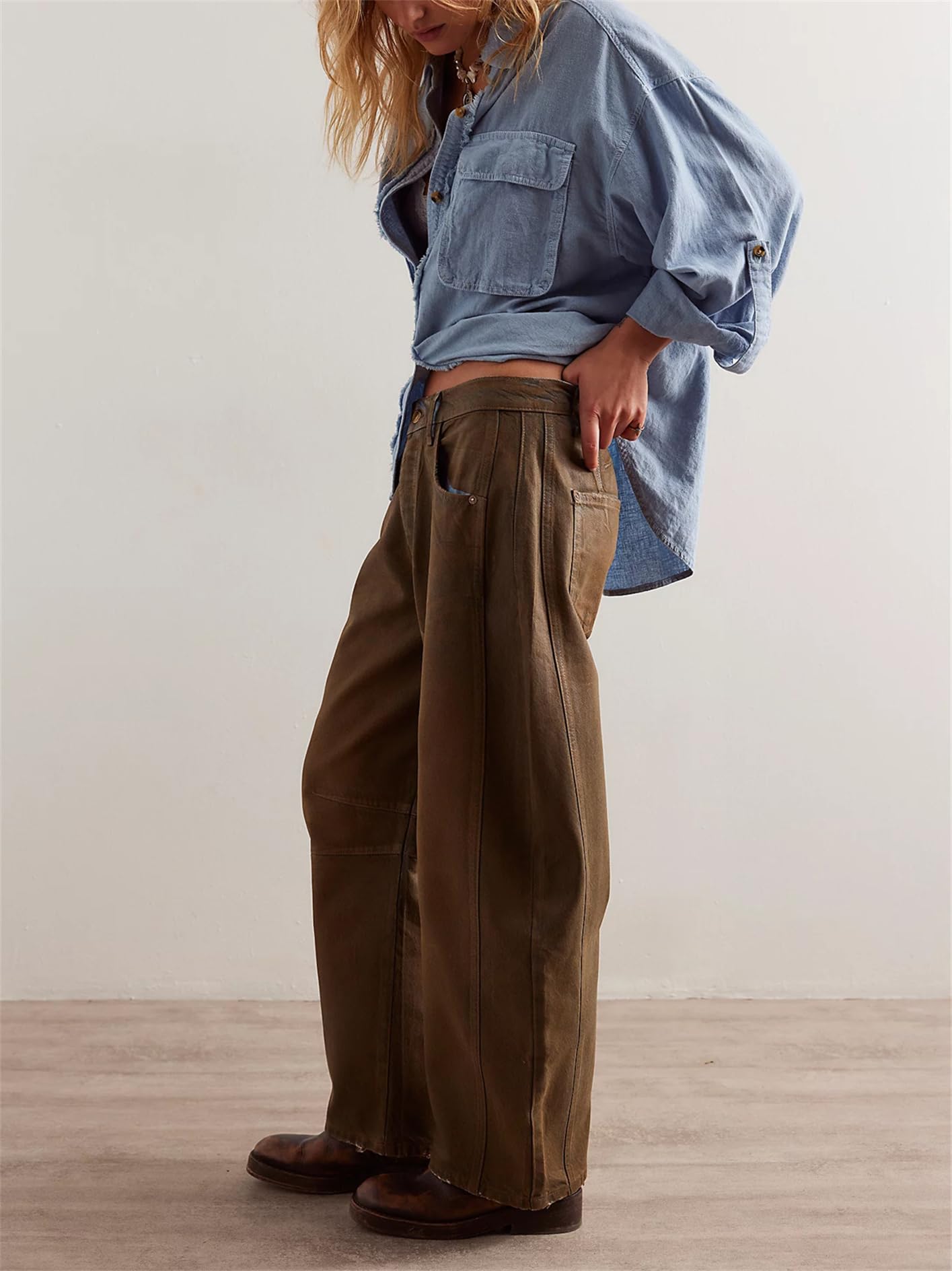 Raruxxin Women's Y2K Low Rise Baggy Jeans - Straight Wide Leg Boyfriend Denim Pants with Pockets | 2024 Vintage Blokette Streetwear | Perfect for Casual Outfits, Street Style & Retro Fashion