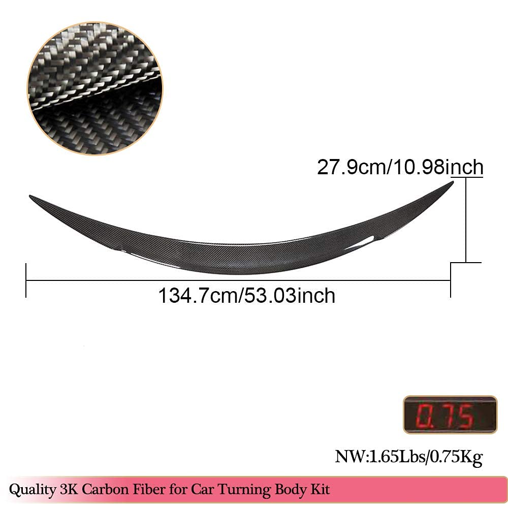 Premium Carbon Fiber Rear Trunk Spoiler for Tesla Model S 2012-2024 - High Kick Tail Wing Lip - OEM Style Boot Lid Accessory - Perfect for Car Enthusiasts & Performance Upgrades