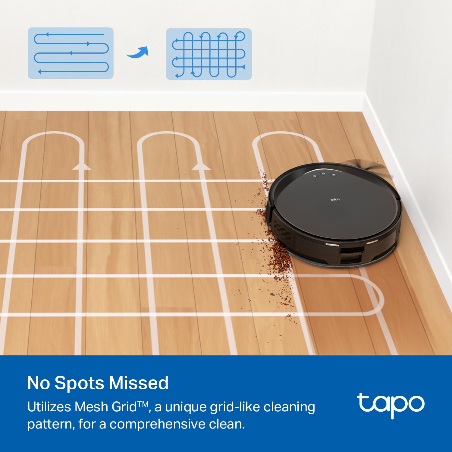 Tapo Ultra-Slim LiDAR Smart Navigation Robot Vacuum and Mop Cleaner, 5300Pa Strong Suction, 97% Dust Pickup Rate, Customizable Cleaning Modes, Self-Charging, Alexa & Google Home Compatible, RV20 Max - Perfect for Hardwood Floors, Carpets, and Pet Hair Removal