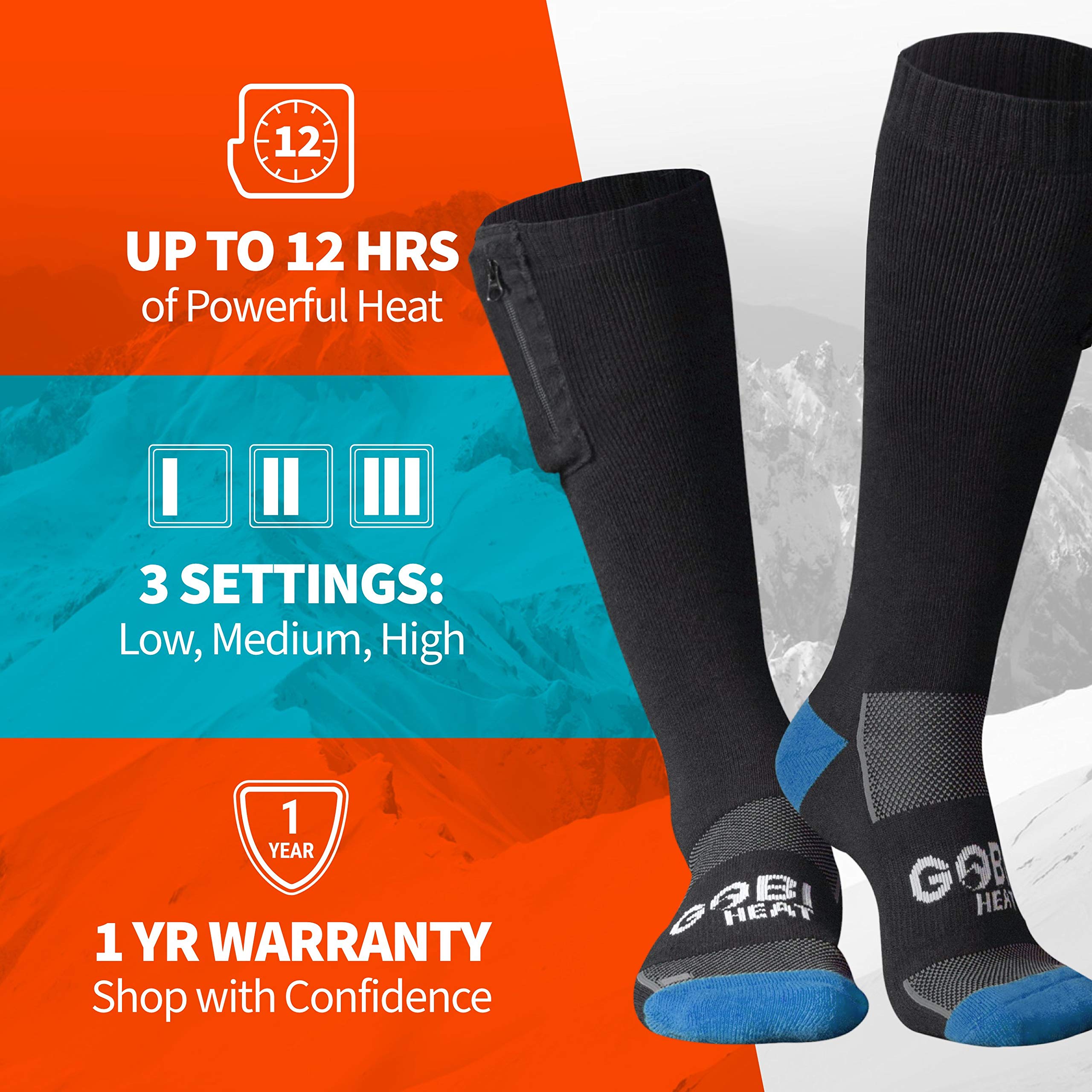 Heated Socks for Men & Women - 12 Hours Rechargeable Warmth with Battery & USB Charger | Perfect for Winter Hiking, Skiing, and Outdoor Activities