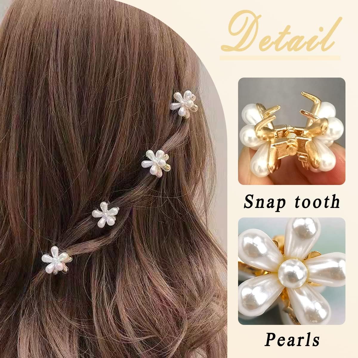 ADORNISH 6-Piece Flower Pearl Hair Clips Set - Mini Hair Claws for Women & Girls, Bridal Hair Accessories Gift for Wedding, Bridesmaid, Prom - Perfect for Updos, Half-Up Styles & Special Occasions