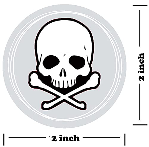 500 White Skull & Crossbones Dot Stickers on a Roll - 2 Inch Round Decals for Party Favors, Birthday Decorations, Halloween Crafts & DIY Projects - Perfect for Scrapbooking, Gift Wrapping & Laptop Customization