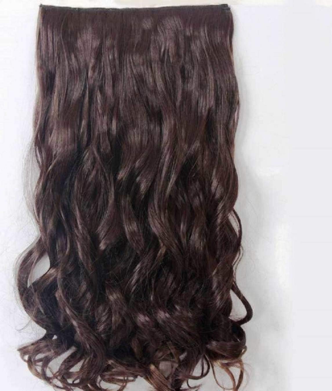Flushia 1Pcs Natural Brown Curly/Wavy Hair Extensions for Women - 24 Inch Human Hair Weft Clip-in Extensions (Brown Color) | Perfect for Daily Styling, Parties & Special Occasions