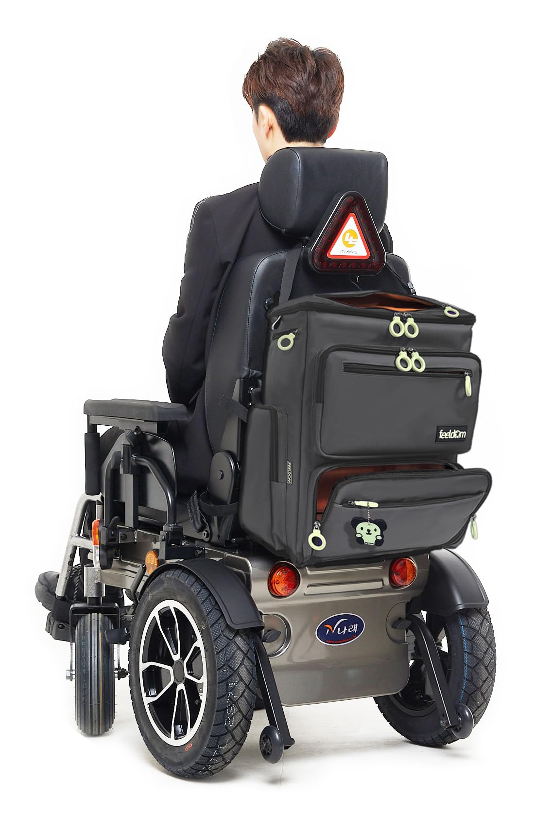 FEELDOM 50L Wheelchair Backpack for Mobility Scooters & Electric Wheelchairs - EZ-Access Feeding Tube & Respirator Compatible - Durable Charcoal Gray Storage Bag for Daily Use, Travel & Medical Supplies