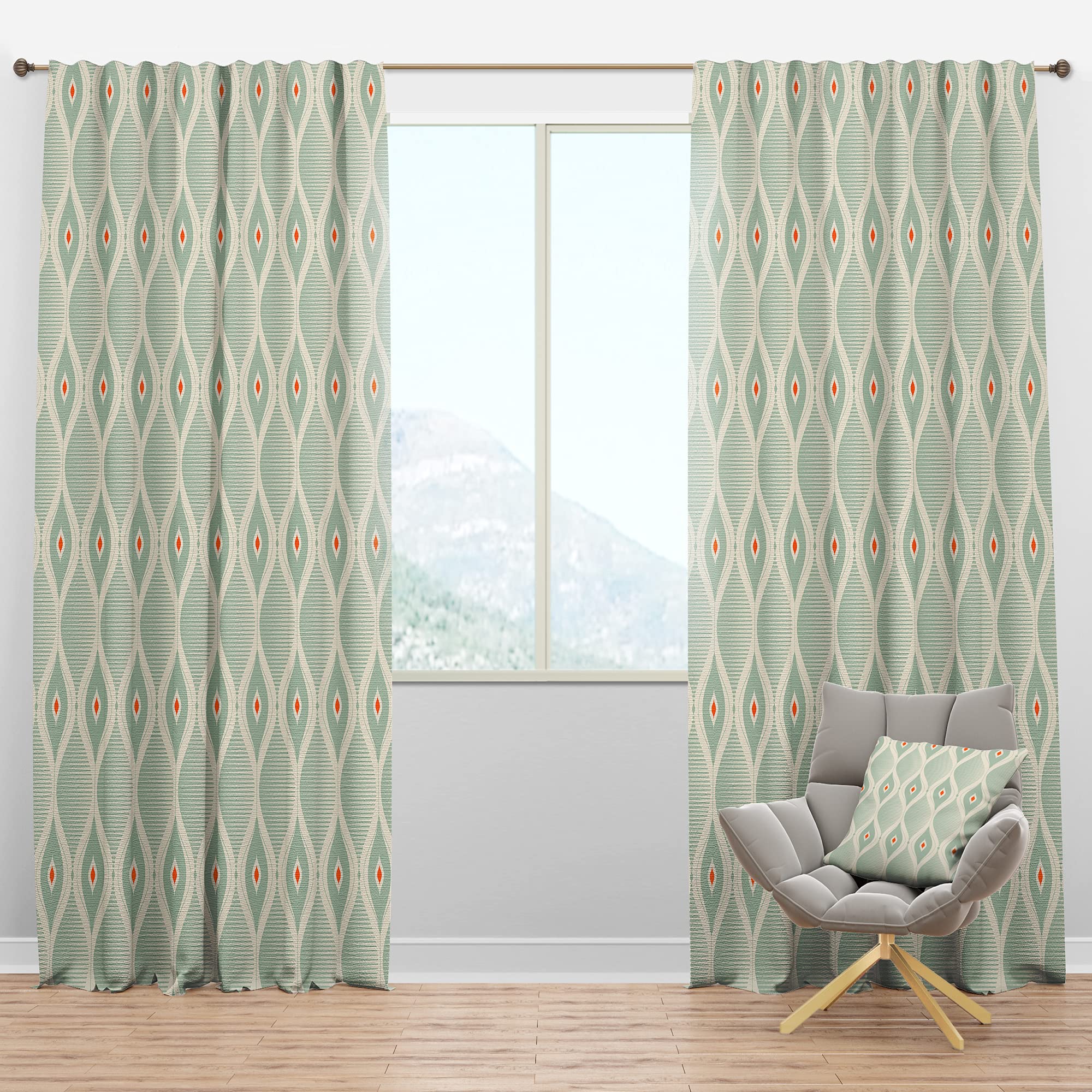 DesignQ Blackout Curtains 'Retro Abstract Drops VII' - Thermal Insulated Single Panel (52x108 inches) - Noise Reducing & Energy Saving Window Treatments for Bedroom, Living Room & Office