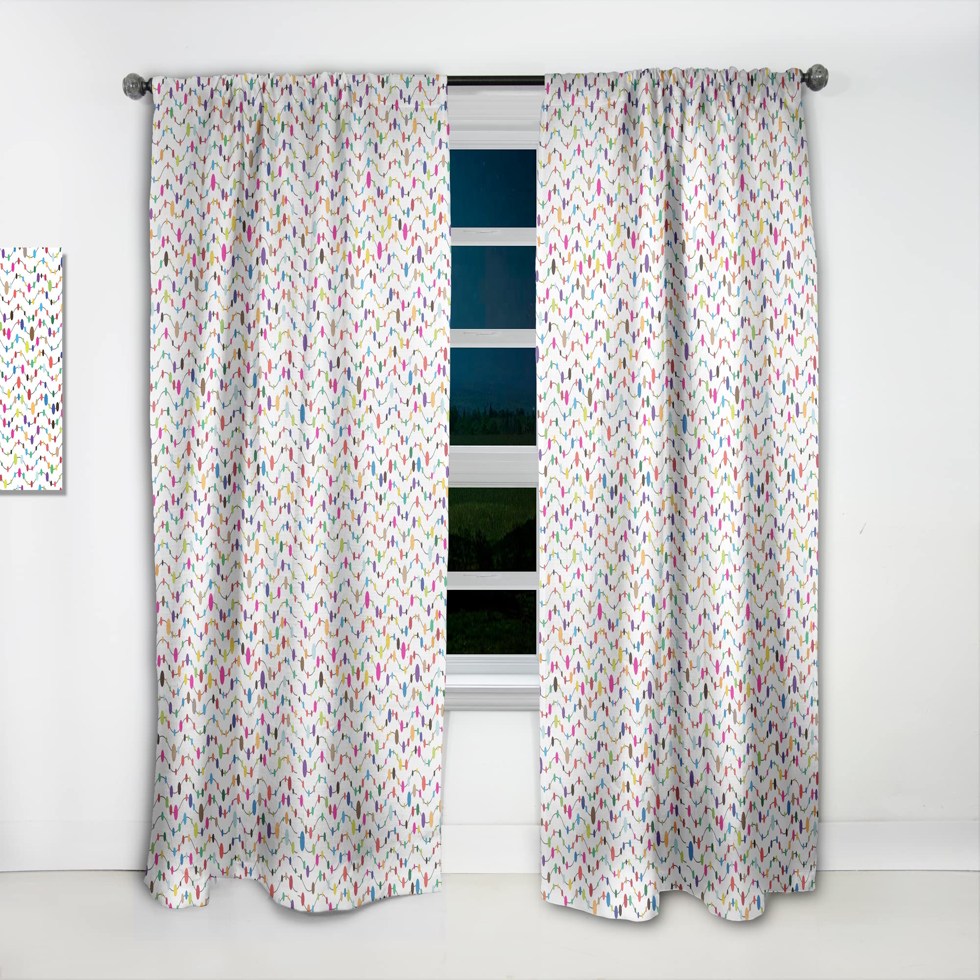 DesignQ Thermal Insulated Curtains - Polka Dot Pattern Blackout Drapes for Bedroom & Living Room (52x90 Inches, Single Panel) - Perfect for Light Control & Home Decor